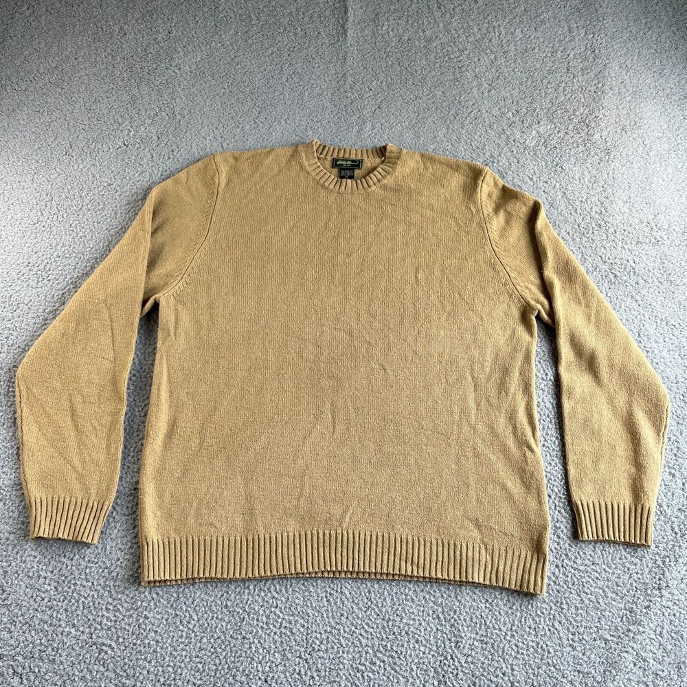 NEW Vintage Eddie Bauer Sweater Mens Extra Large Beige Lambs Wool Smart Fabric